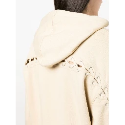 Beige Logo Cotton Hoodie