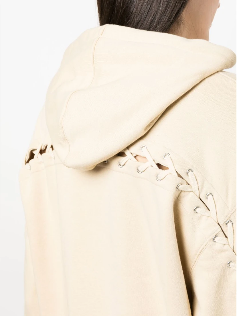 Beige Logo Cotton Hoodie