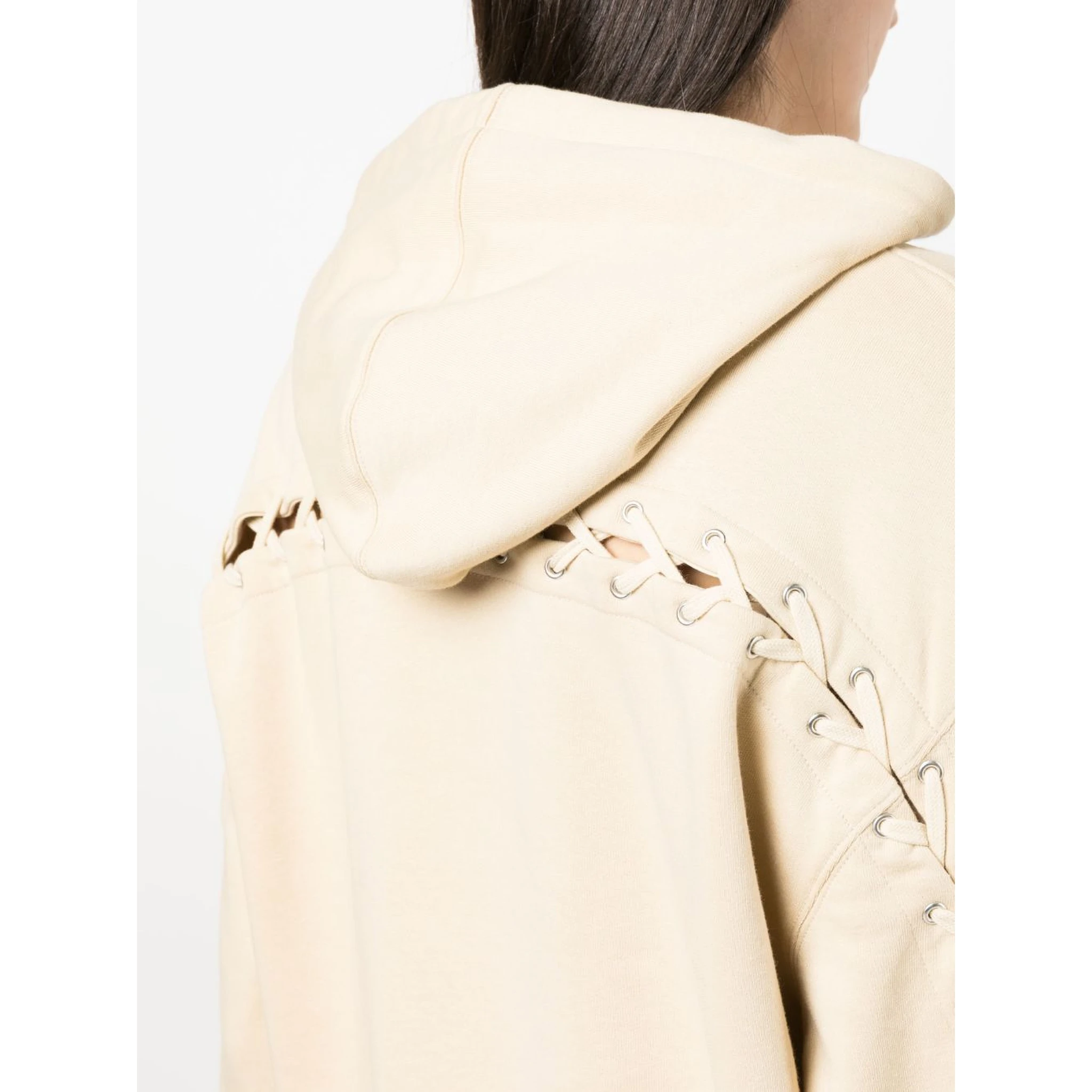 Beige Logo Cotton Hoodie