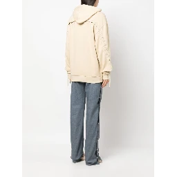 Beige Logo Cotton Hoodie