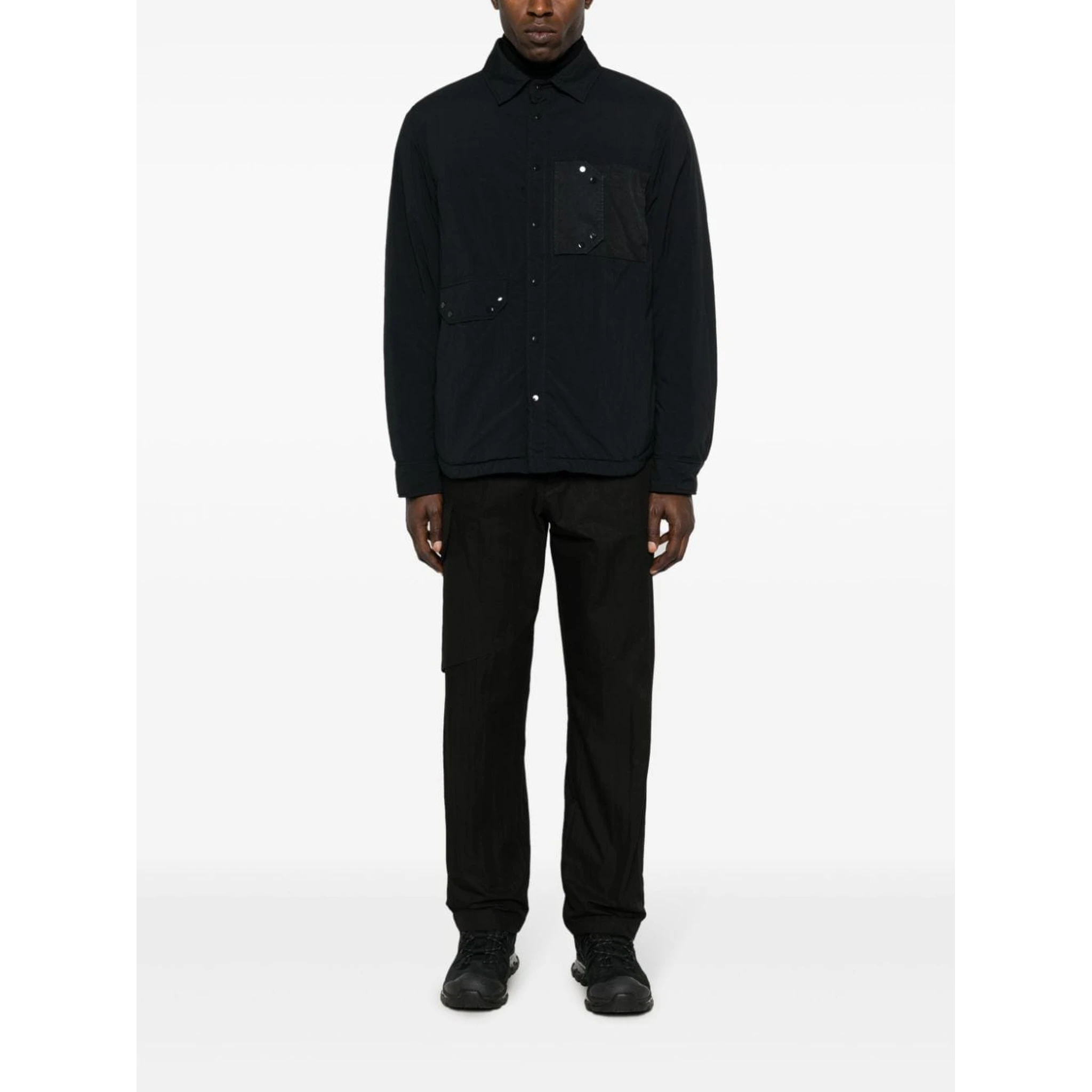 Button-up Cotton Jacket In Black