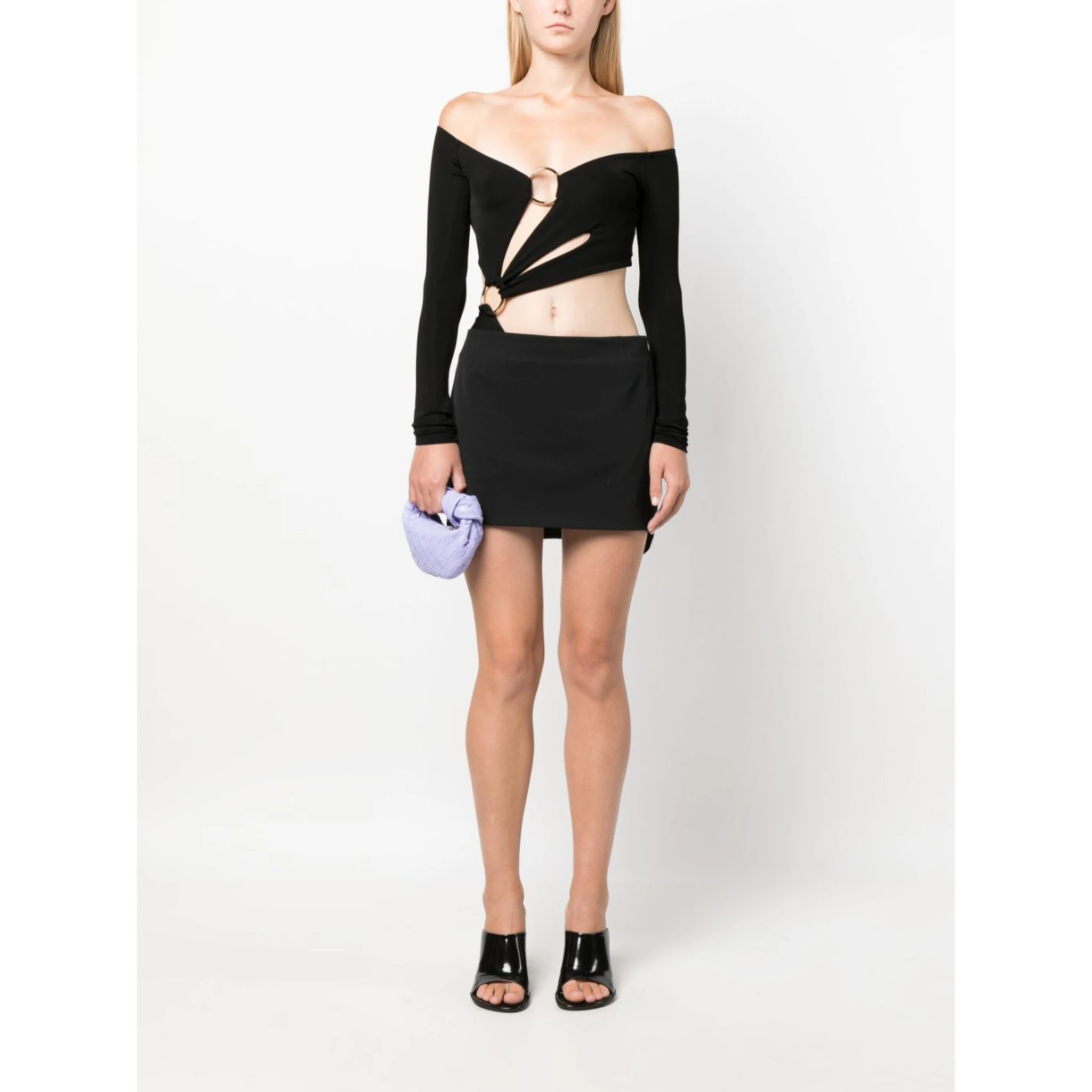 cut-out asymmetric jersey top