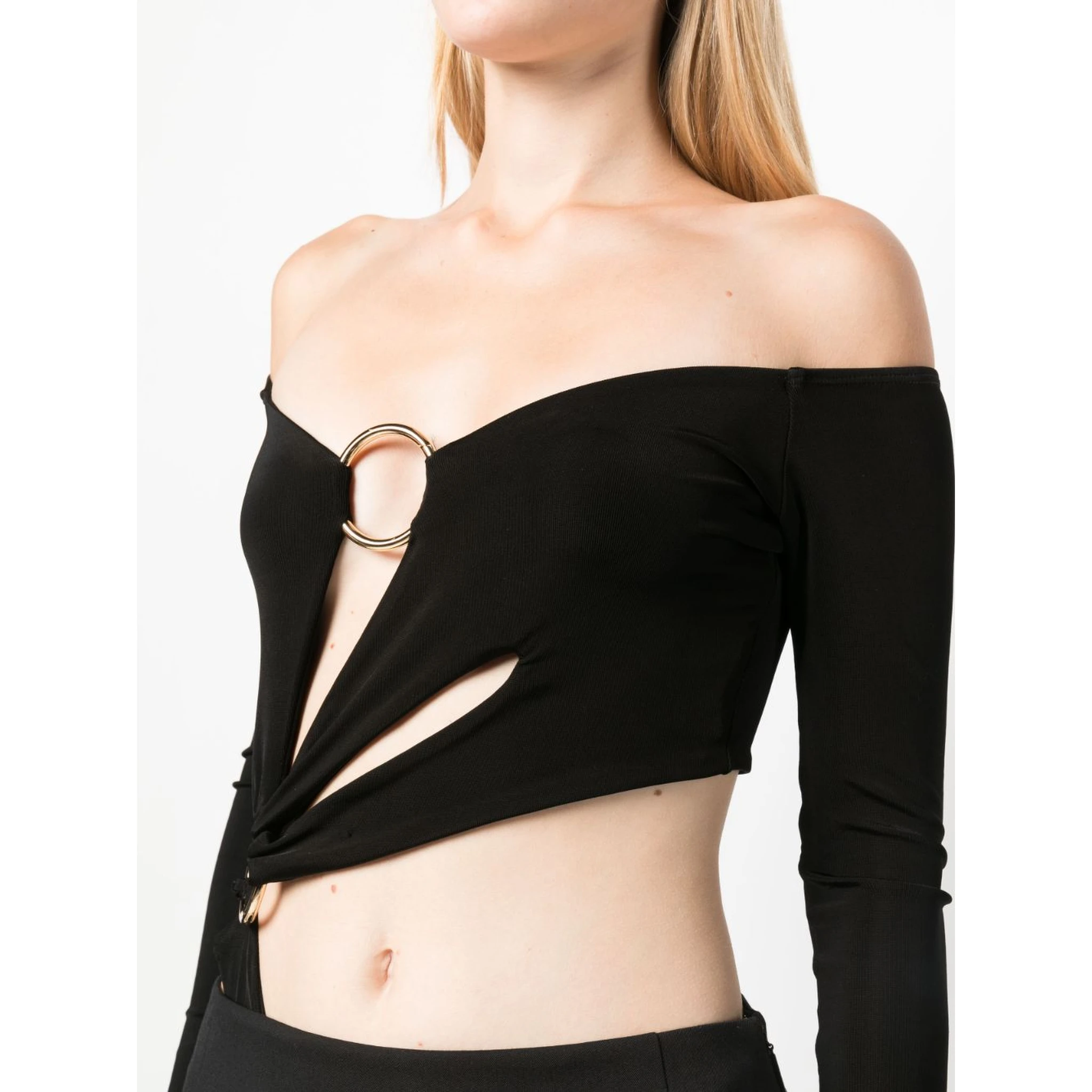 cut-out asymmetric jersey top