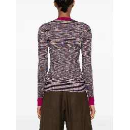 Abstract Print Cashmere Silk Crew Neck Sweater In Orange