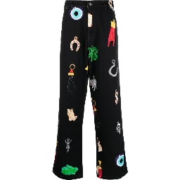 high-waisted graphic-print jeans