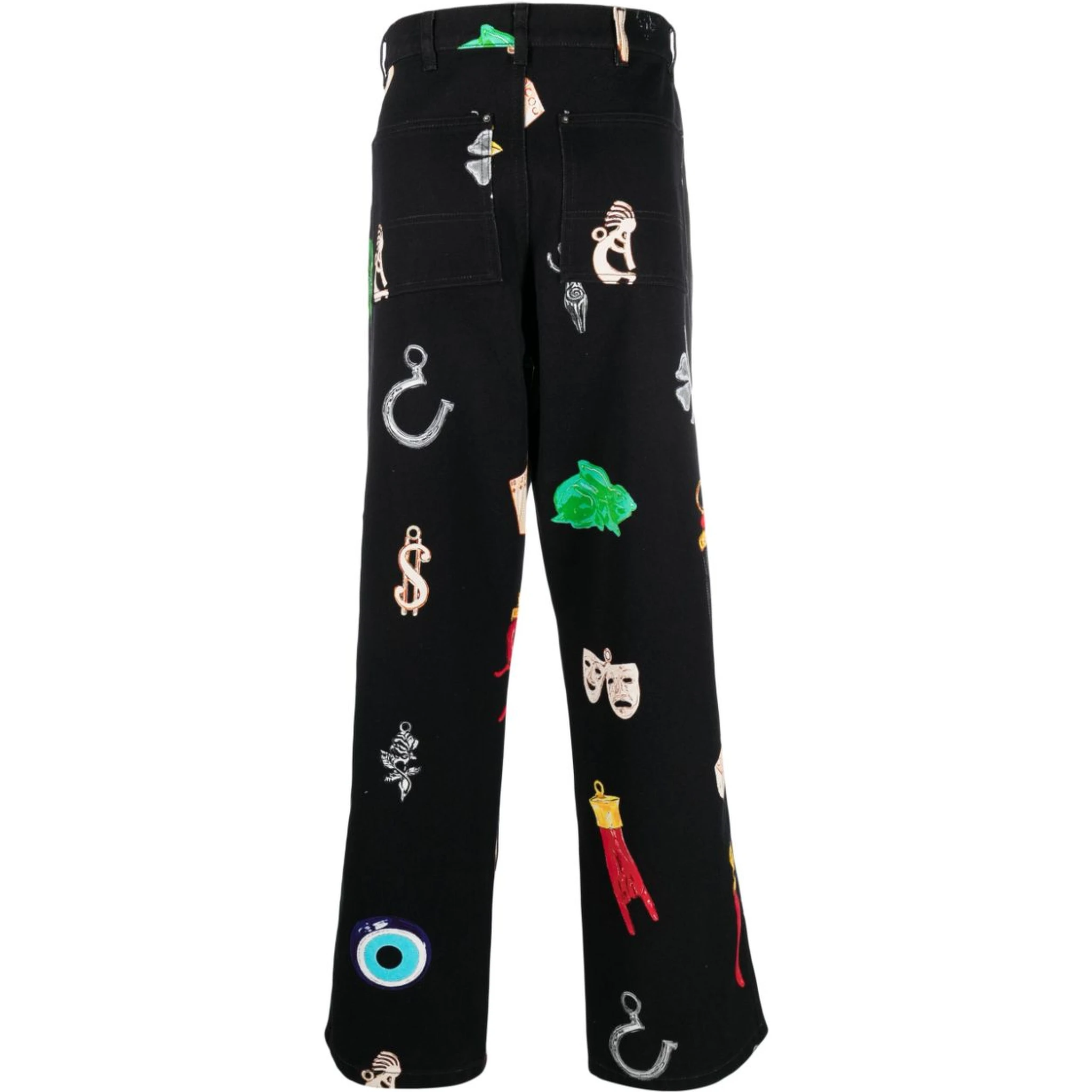 high-waisted graphic-print jeans