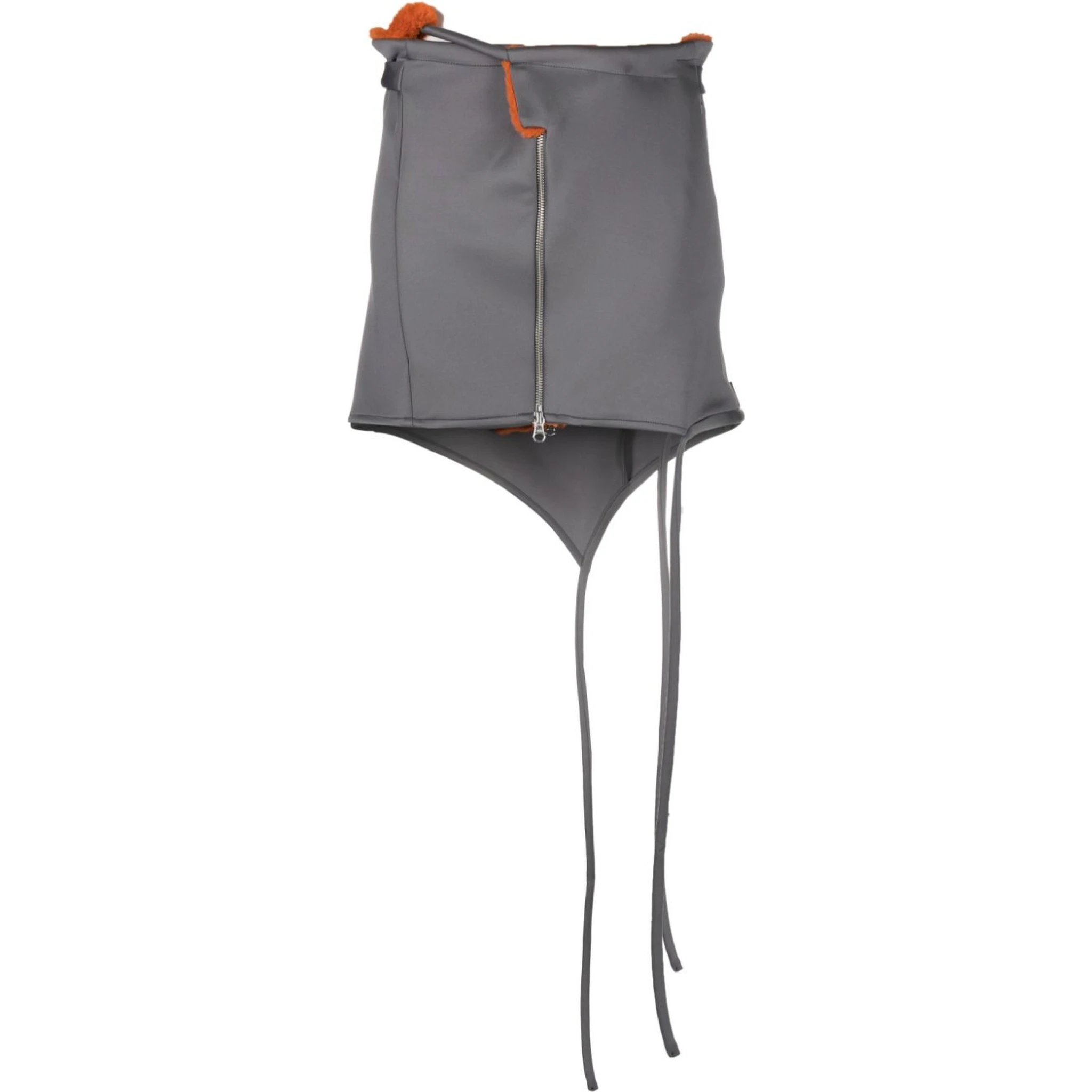 Asymmetric-hem zip-up miniskirt