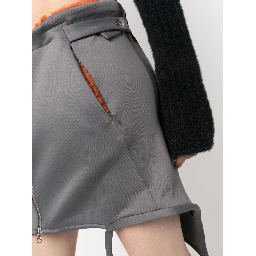 Asymmetric-hem zip-up miniskirt