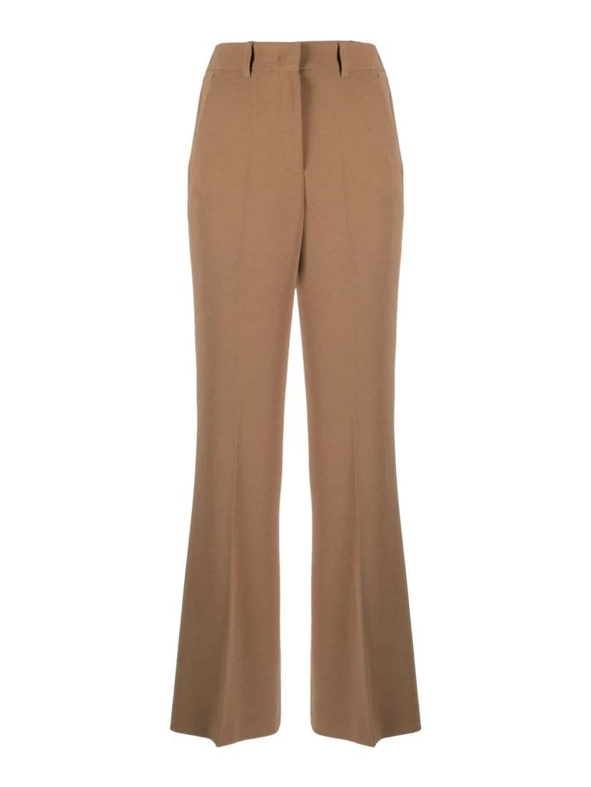 CREPE HIGH-WAIST FLARED TROUSERS