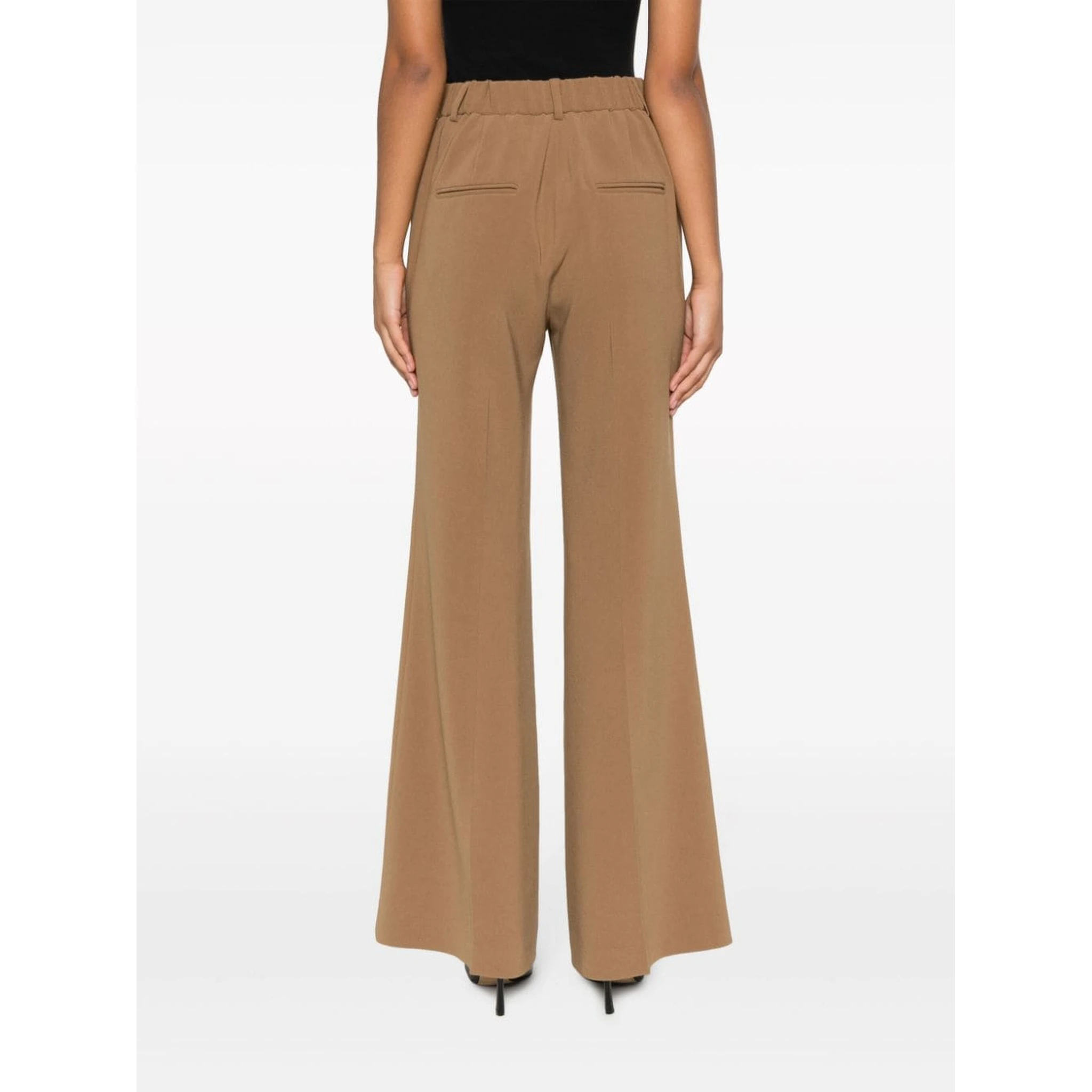 CREPE HIGH-WAIST FLARED TROUSERS