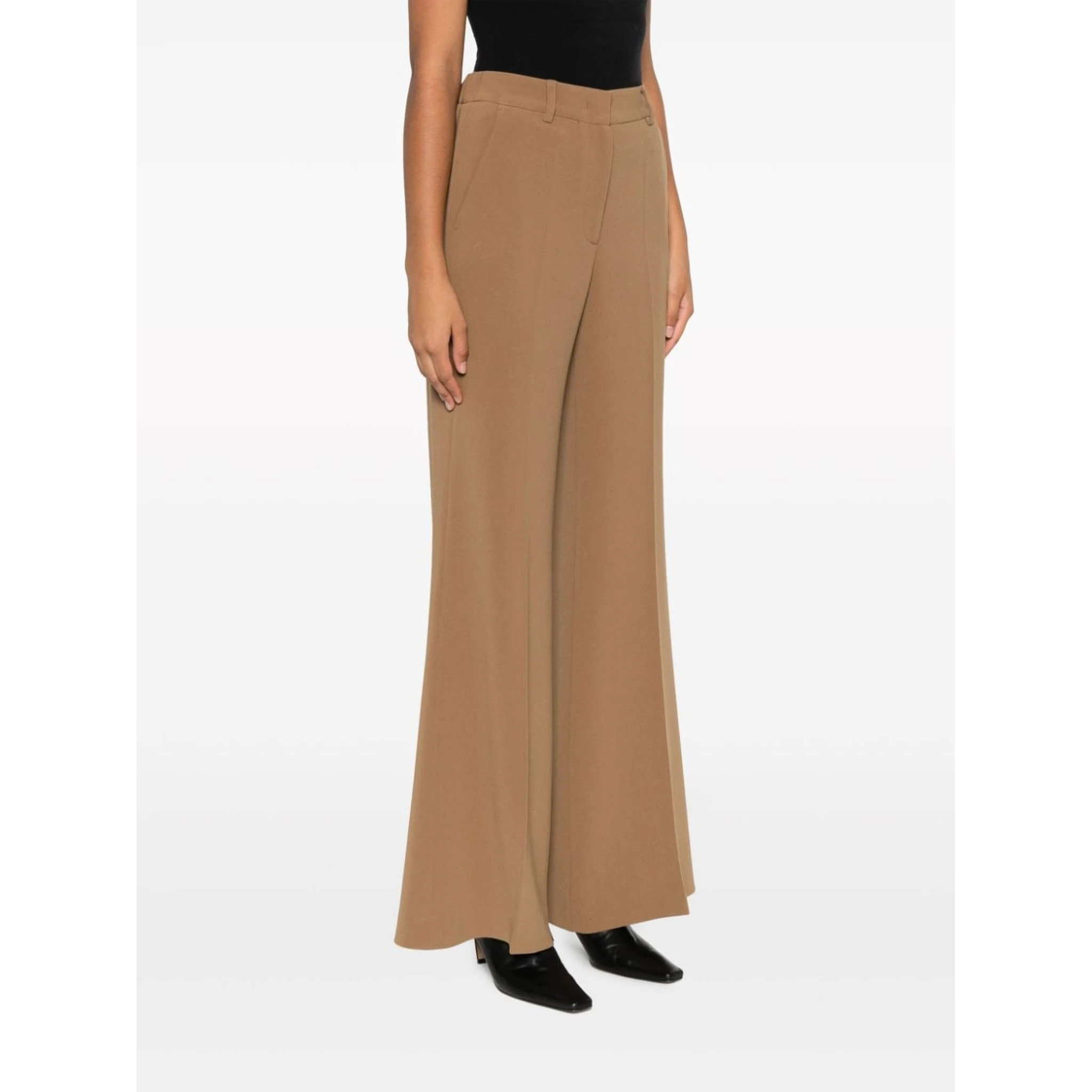 CREPE HIGH-WAIST FLARED TROUSERS