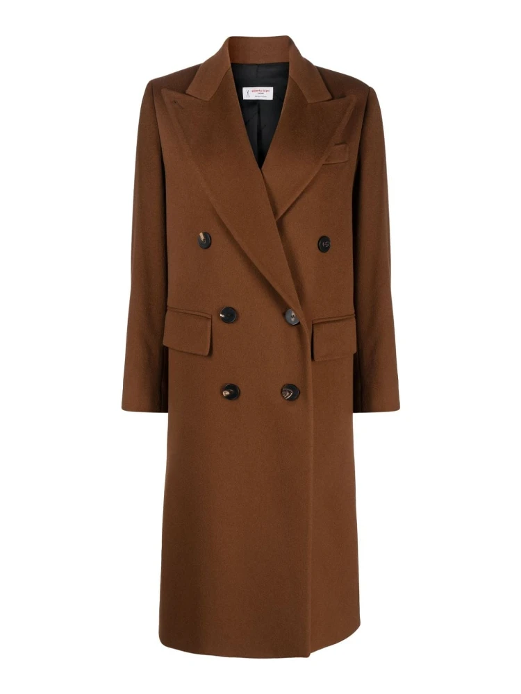 double-breasted virgin-wool coat
