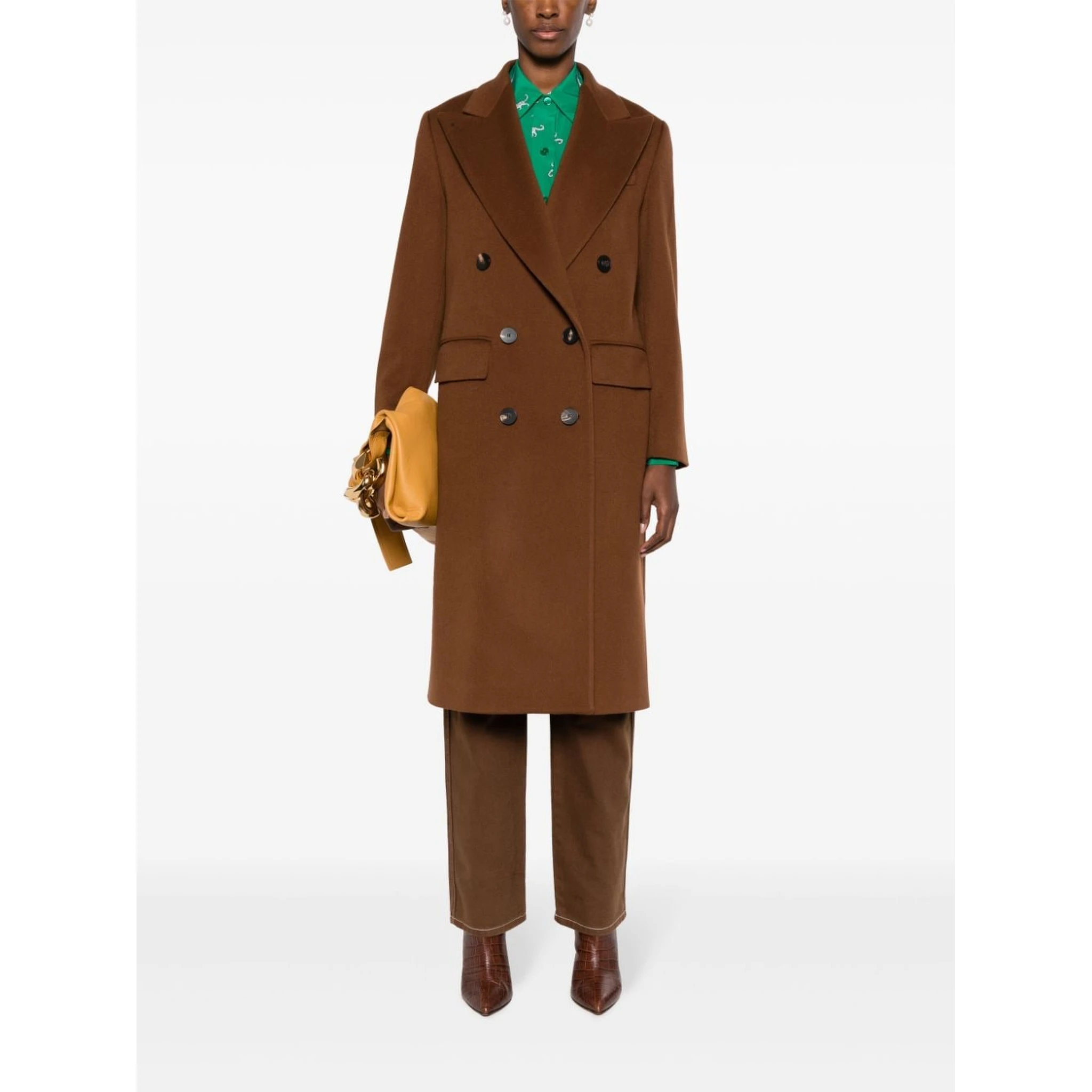 double-breasted virgin-wool coat