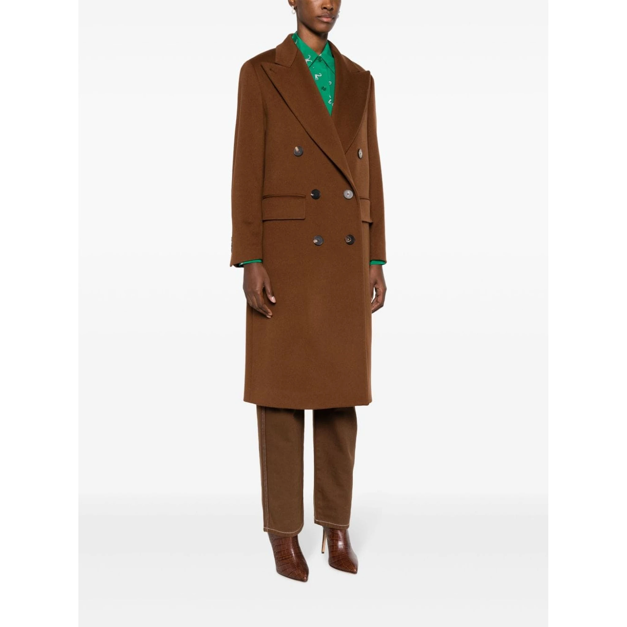 double-breasted virgin-wool coat