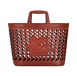 Cut-out Lasered Tote With Top Handle In Brown