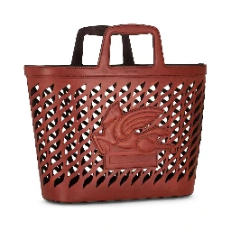 Cut-out Lasered Tote With Top Handle In Brown