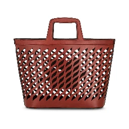Cut-out Lasered Tote With Top Handle In Brown