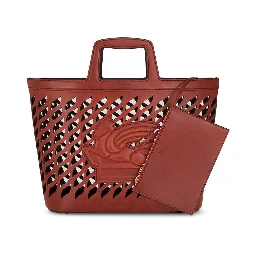 Cut-out Lasered Tote With Top Handle In Brown