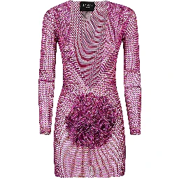 Mini Abito In Maglia Metallica Porpora Donna In Purple