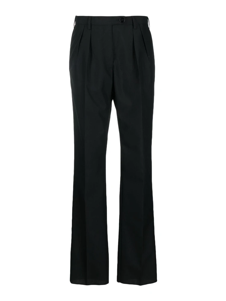 Wool Blend Trousers In Black