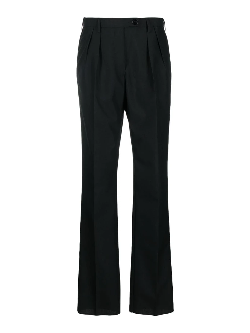 Wool Blend Trousers In Black