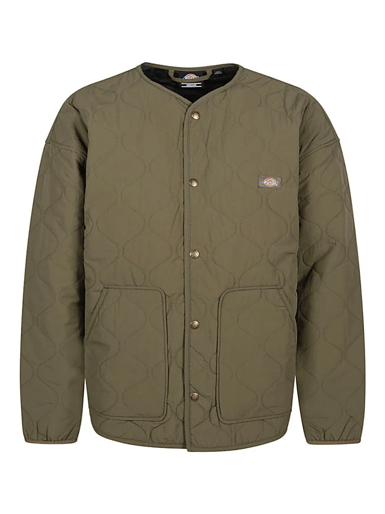 Quilted Logo Jacket With Water Repellent In Green