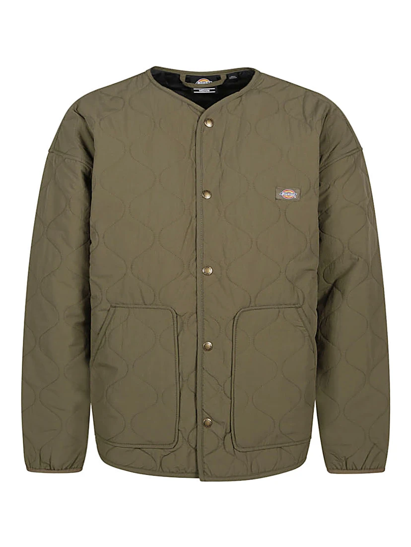Quilted Logo Jacket With Water Repellent In Green
