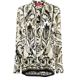 floral-print silk pyjama shirt