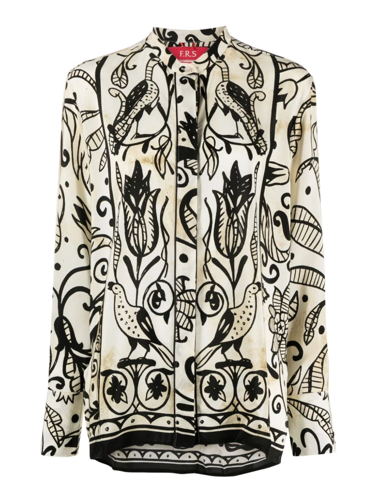 floral-print silk pyjama shirt