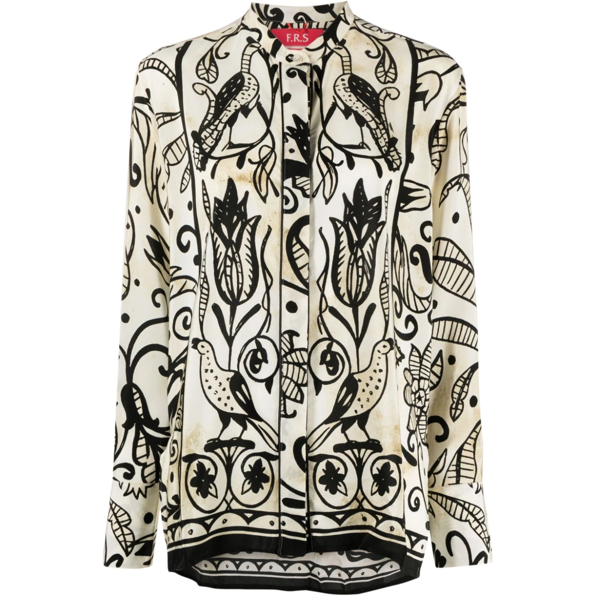 floral-print silk pyjama shirt