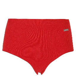 Ribbed Texture High-waisted Knitted Coulottes In Red