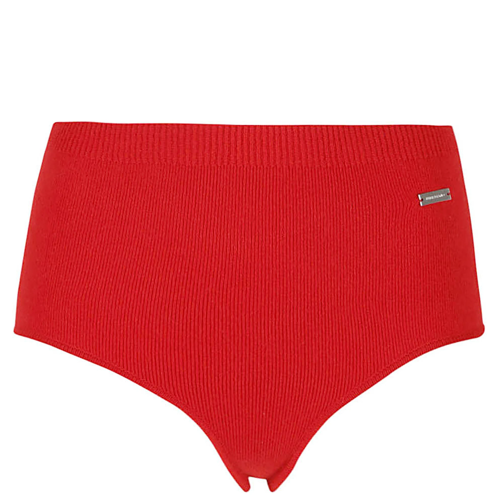 Ribbed Texture High-waisted Knitted Coulottes In Red