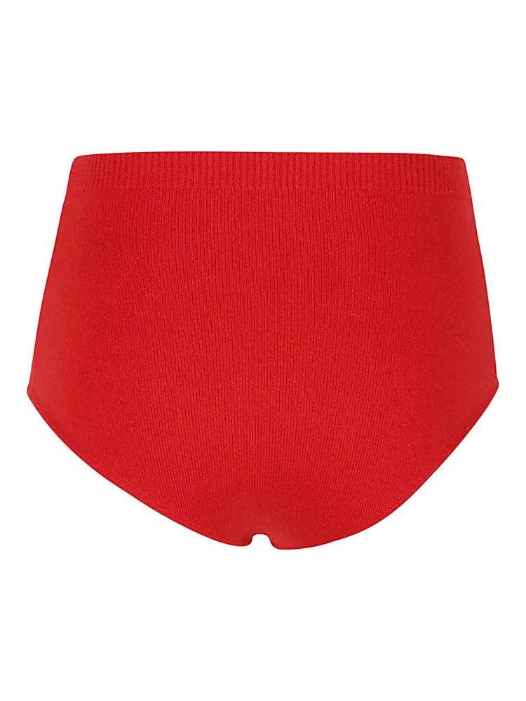 Ribbed Texture High-waisted Knitted Coulottes In Red alternative