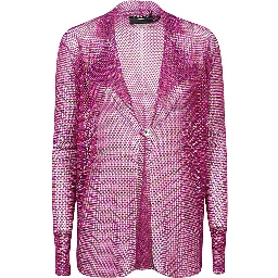 Lapel Collar Mesh Blazer Jacket In Purple
