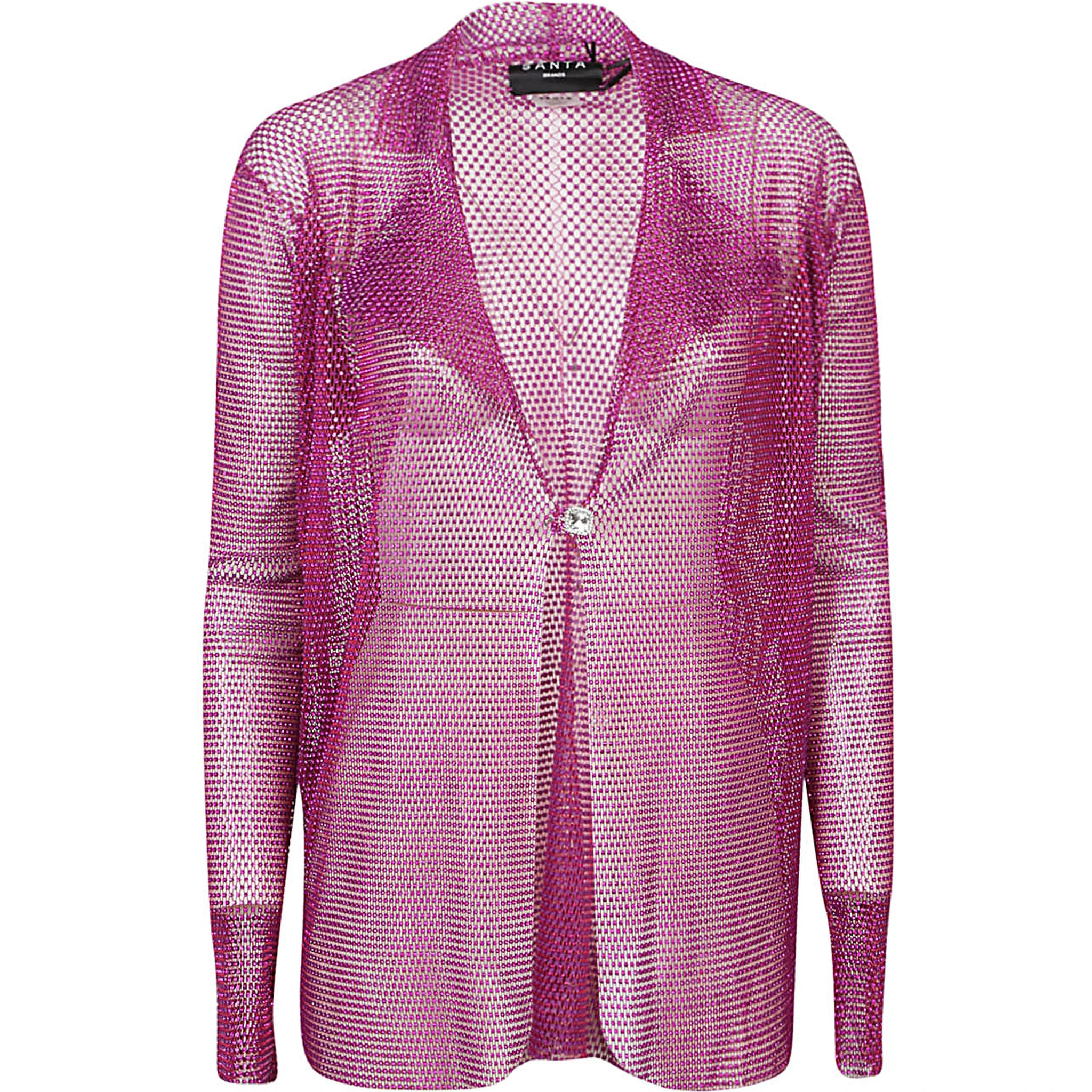 Lapel Collar Mesh Blazer Jacket In Purple