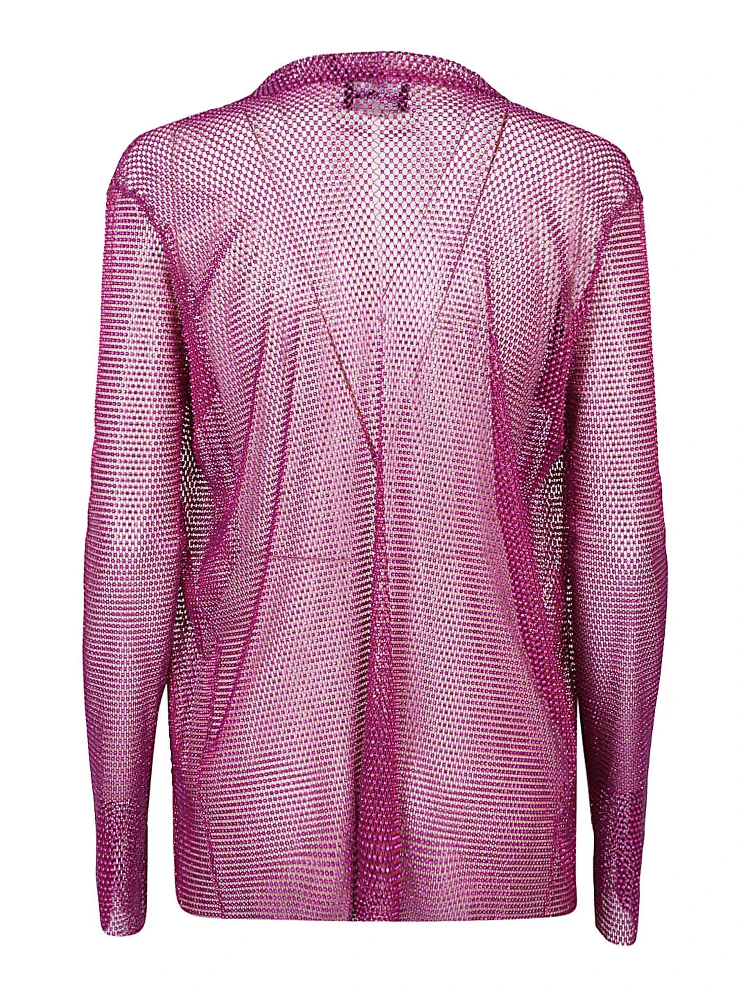 Lapel Collar Mesh Blazer Jacket In Purple alternative