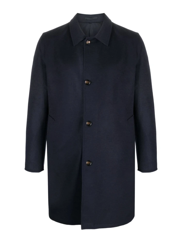 Kired button-fastening collared coat