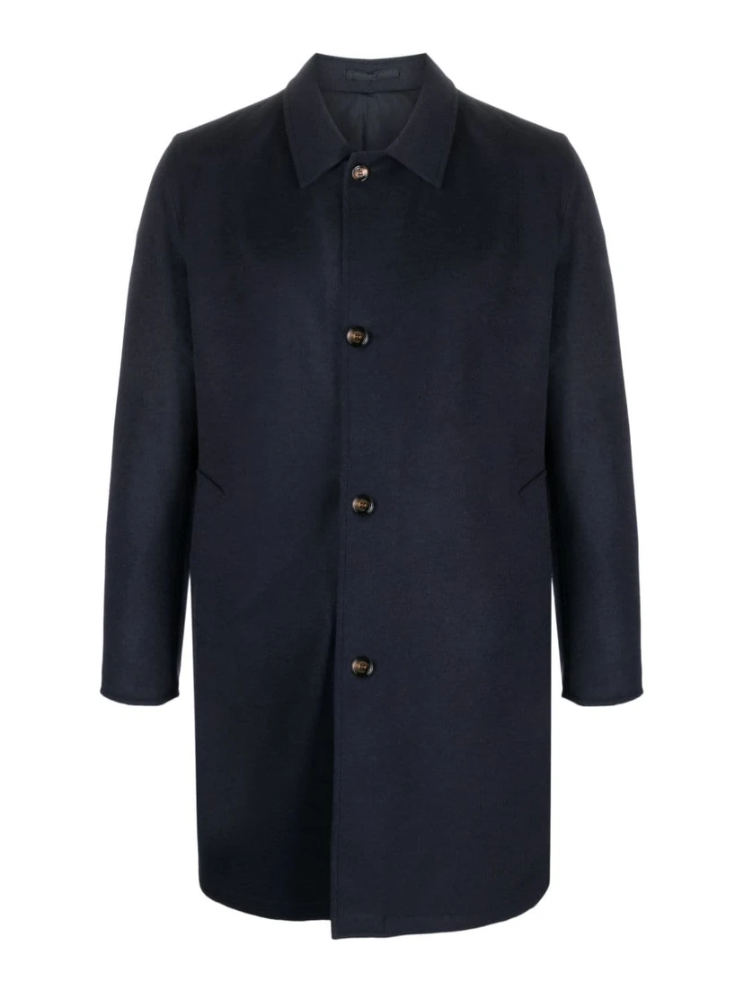 Kired button-fastening collared coat