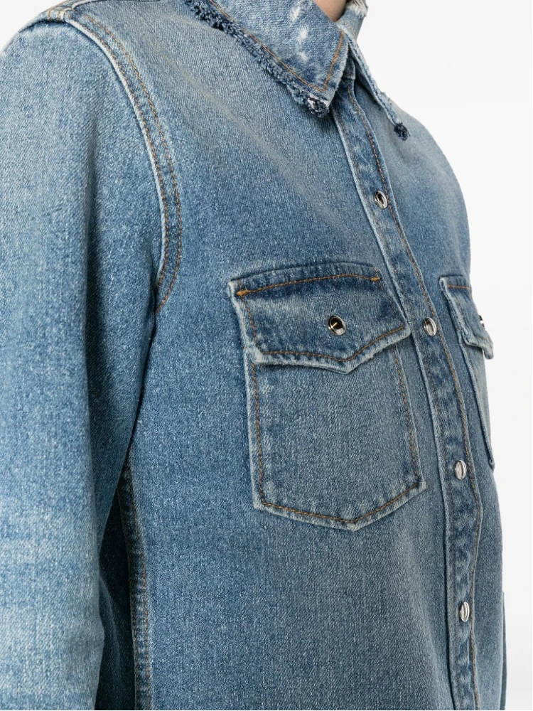 Frayed Edge Denim Shirt In Clear Blue alternative