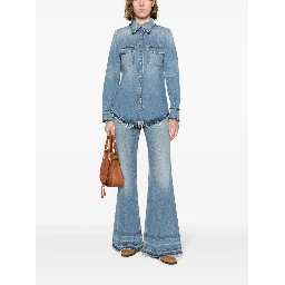 Frayed Edge Denim Shirt In Clear Blue
