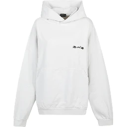 Cotton Hoodie Front Pocket In White