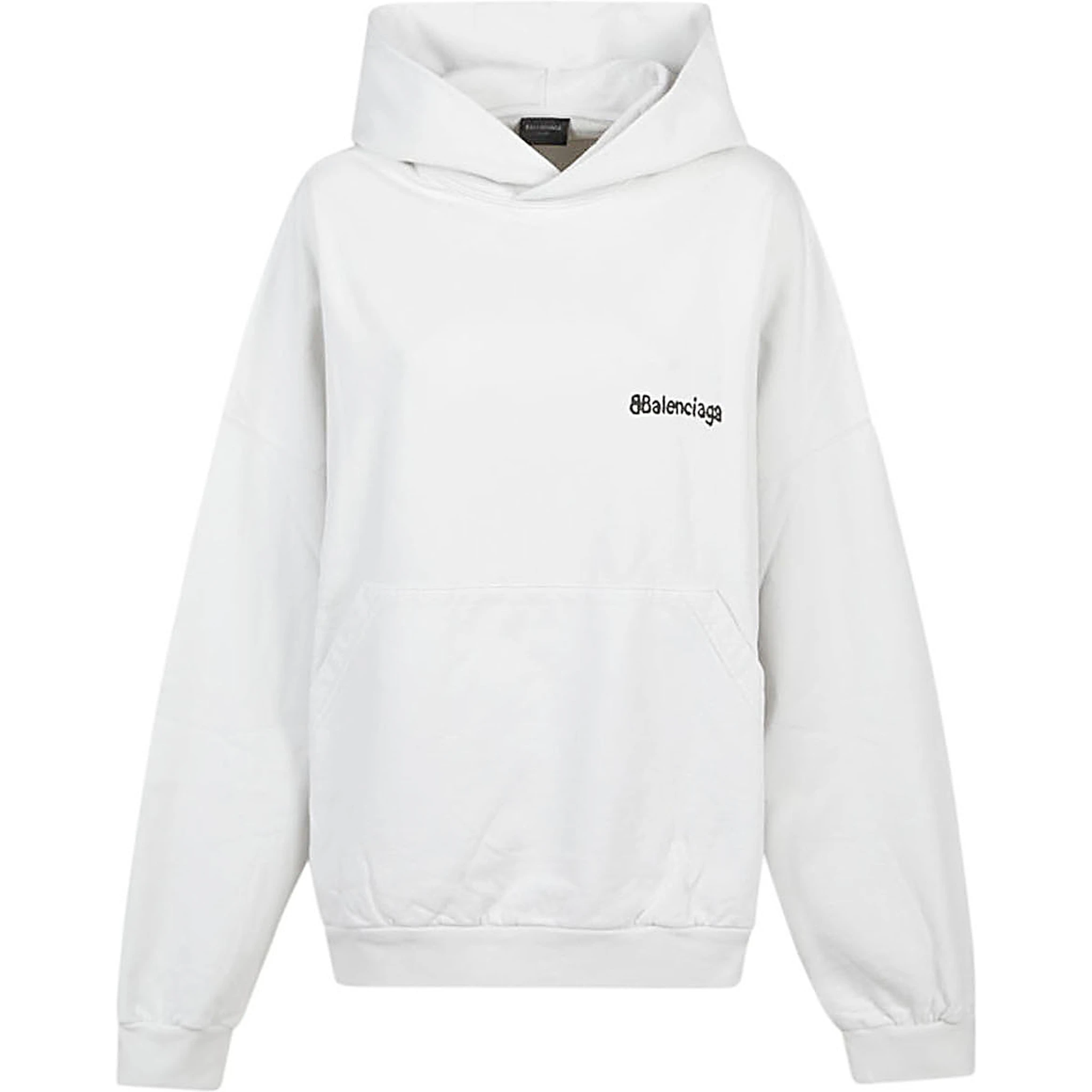 Cotton Hoodie Front Pocket In White