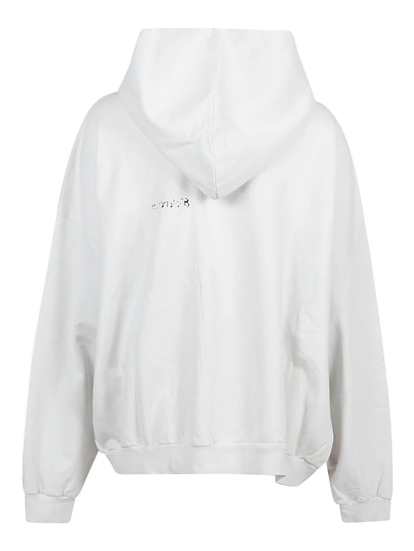 Cotton Hoodie Front Pocket In White