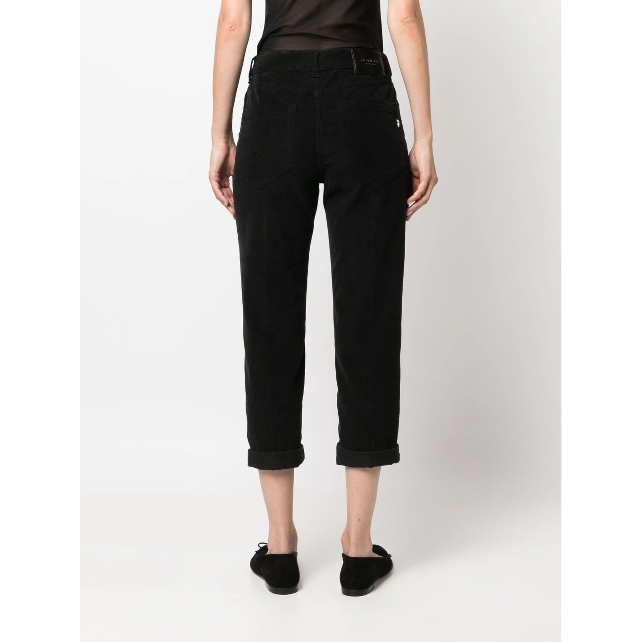 Loose Fit Velvet Trousers With Button Detailing In Black