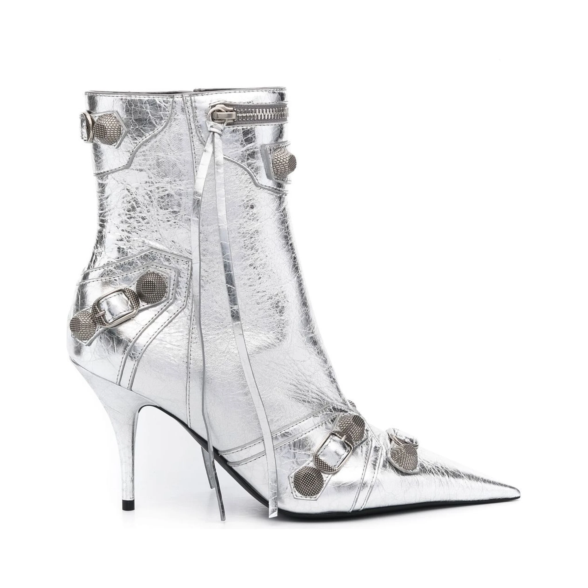 Silver Silver Leather Boot