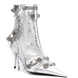 Silver Silver Leather Boot