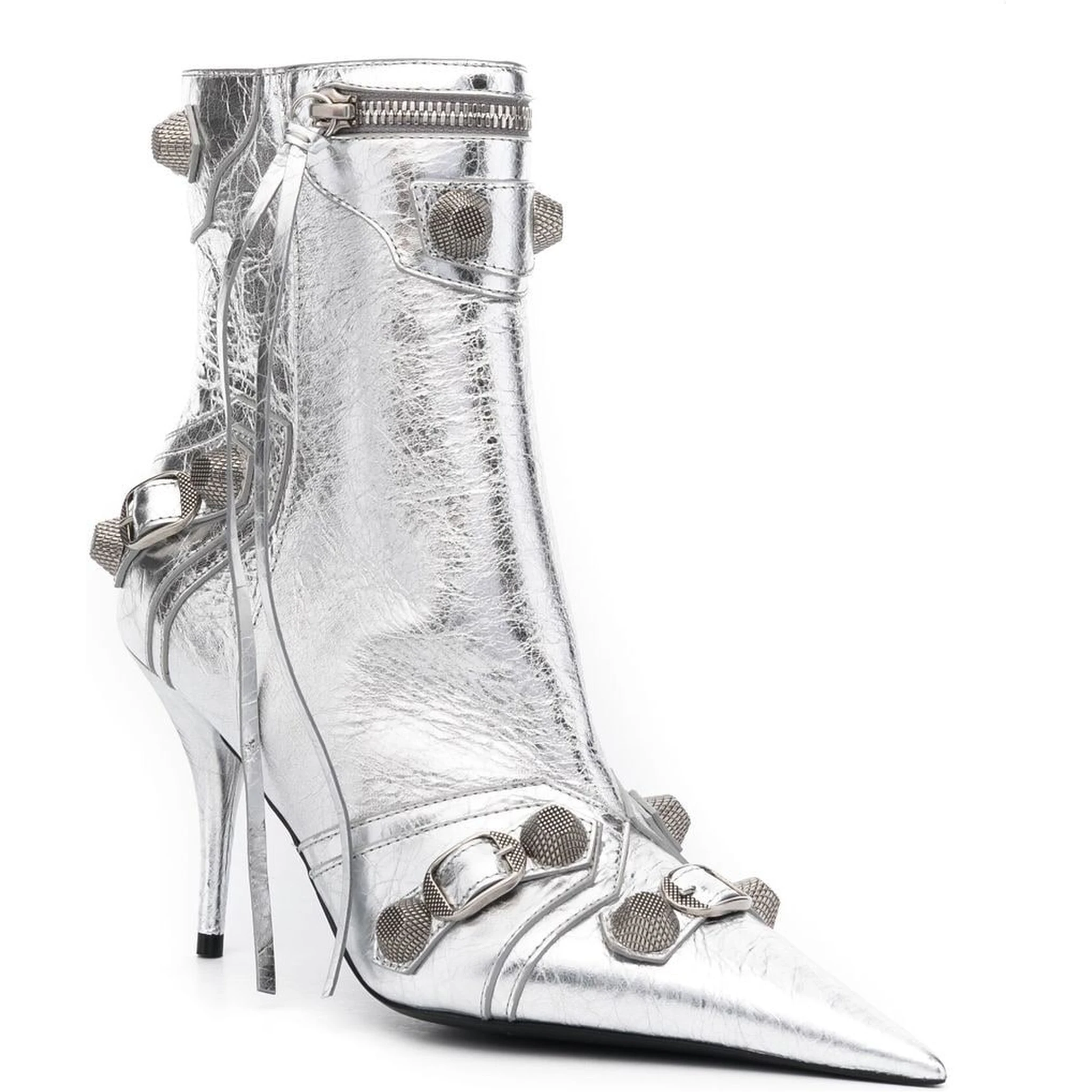Silver Silver Leather Boot