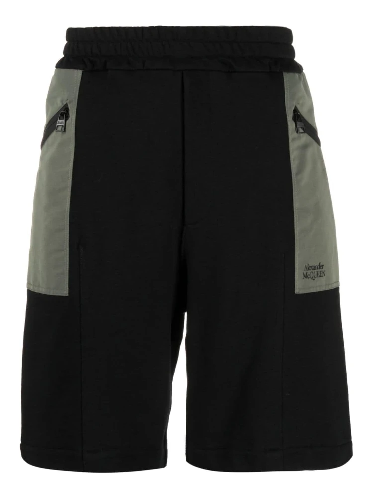 two-tone elasticated track shorts
