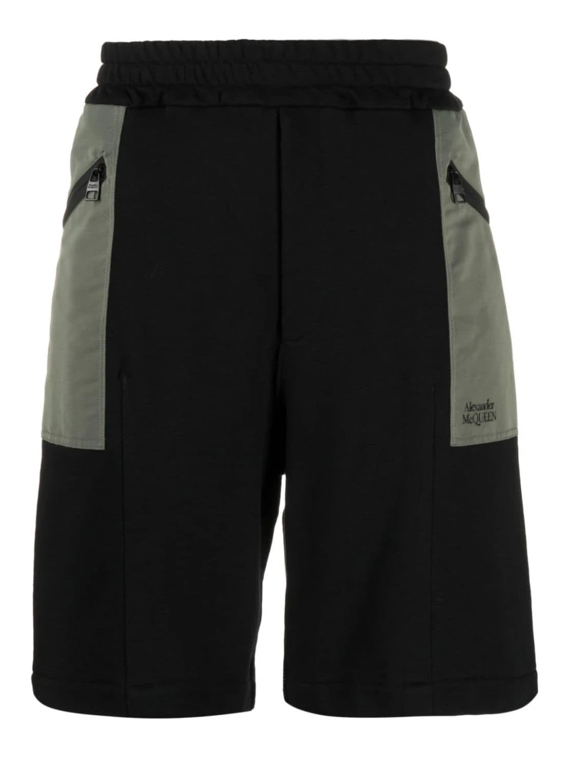 two-tone elasticated track shorts