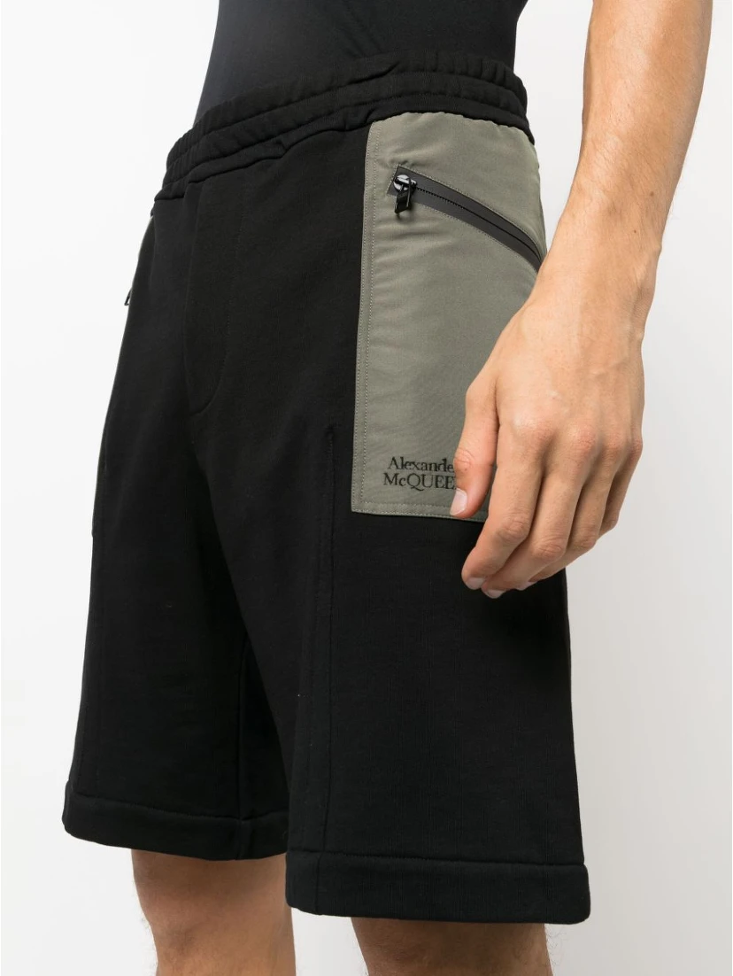 two-tone elasticated track shorts